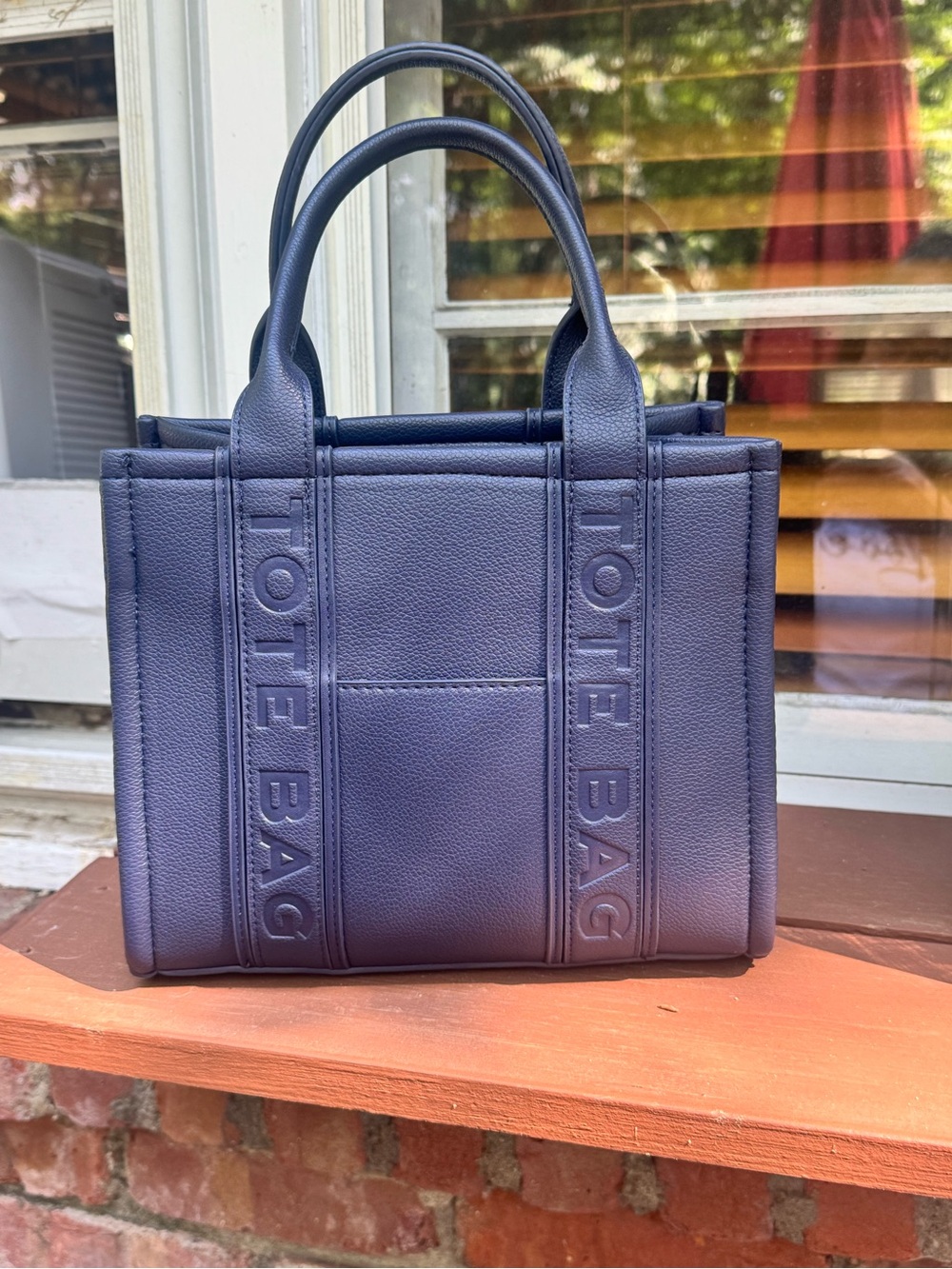 Ello Navy 'Tote BAG' vertical Embossed small vegan Leather Tote